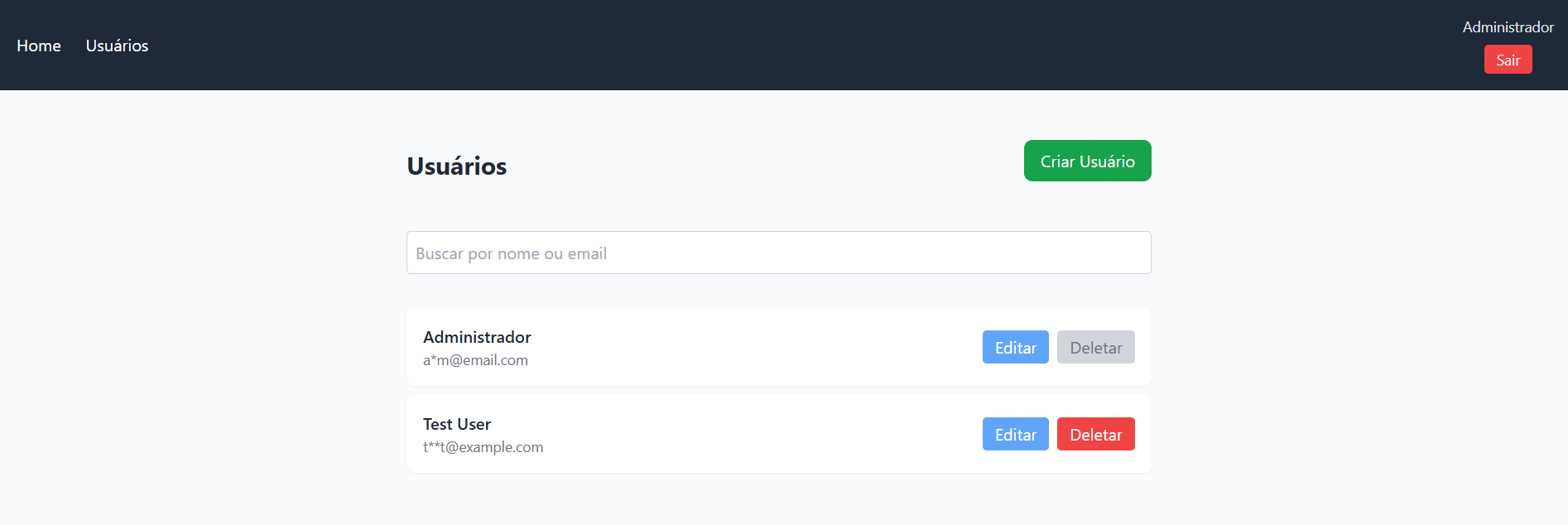 Painel administrativo containerizado Laravel + Vue
